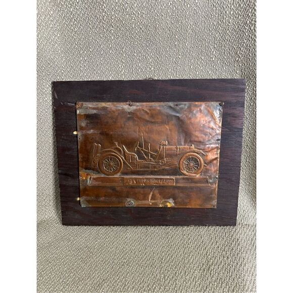 Vintage Stamped Pressed Copper 1912 Mercer Raceabout 10x8.5” Artwork Picture - Picture 1 of 9